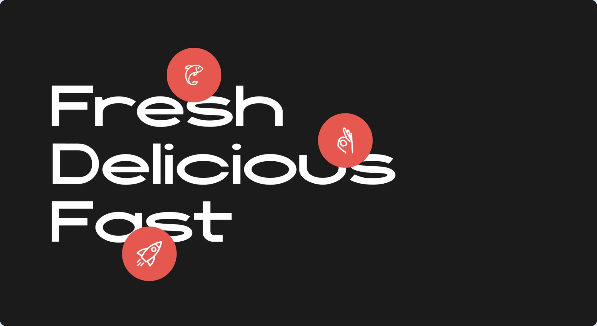 Слоган Fresh Delicious Fast і фірмові іконки Samura Sushi — графічні елементи бренду суші-бару