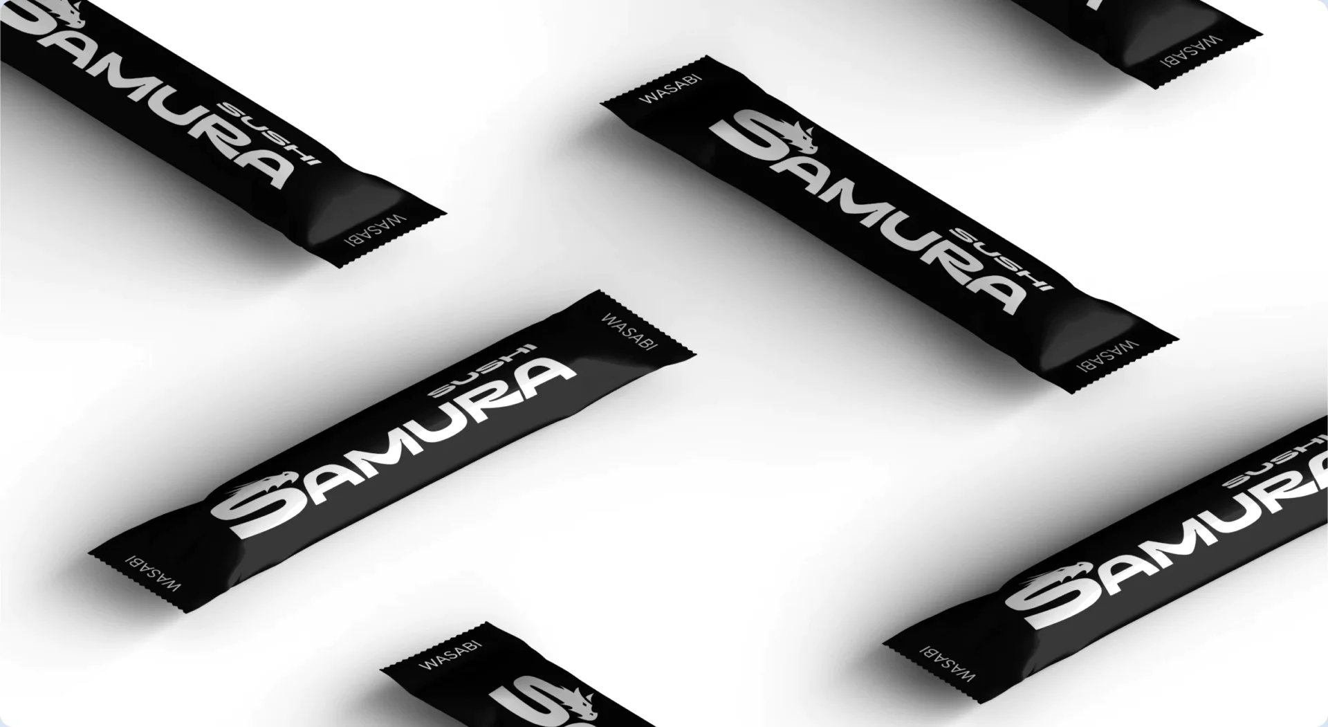 Брендовані стіки васабі з логотипом Samura Sushi — дизайн пакування для суші-бару